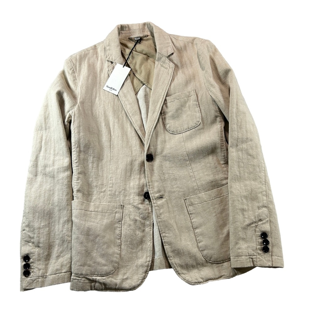 Goodfellow & Co Sport Coat S Light Taupe Herringbone Linen Unstructured Blazer